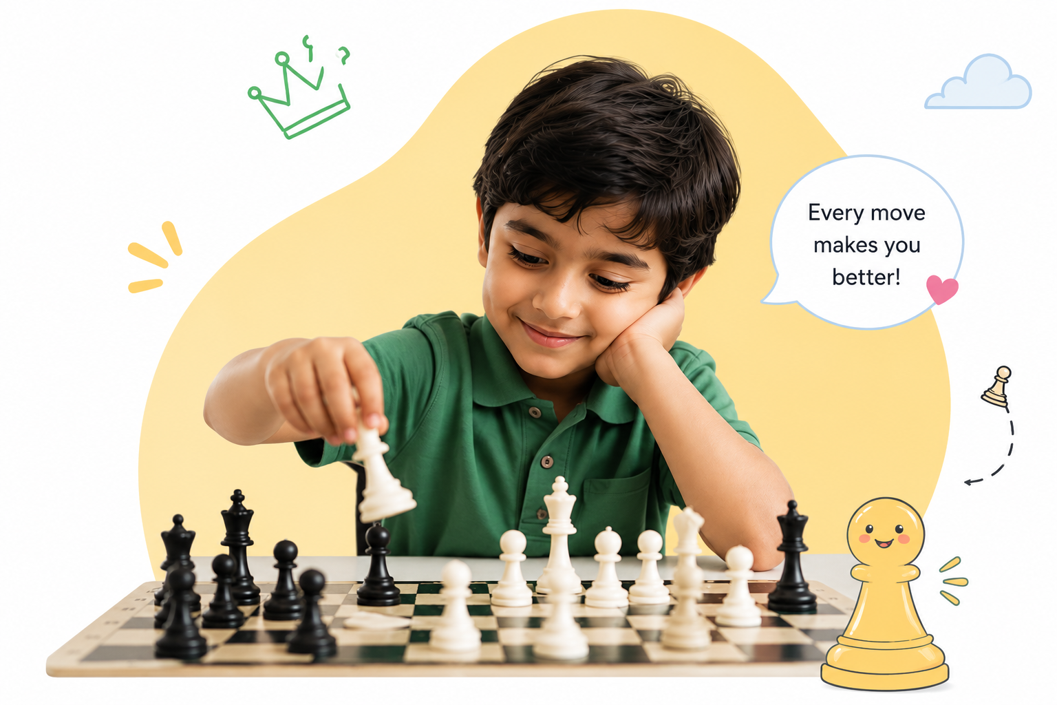 Boy playing chess
